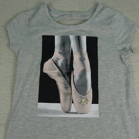 Place Tops - Place Gray Ballerina Feet w/ Bling Youth Lg(10/12)